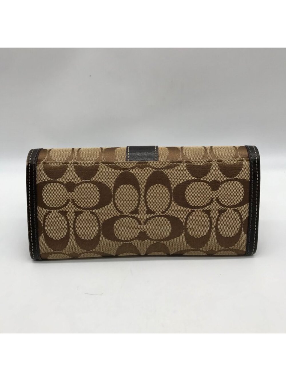 Coach Brown Canvas And Leather Monogram Trifold Wallet - Picture 2 of 12